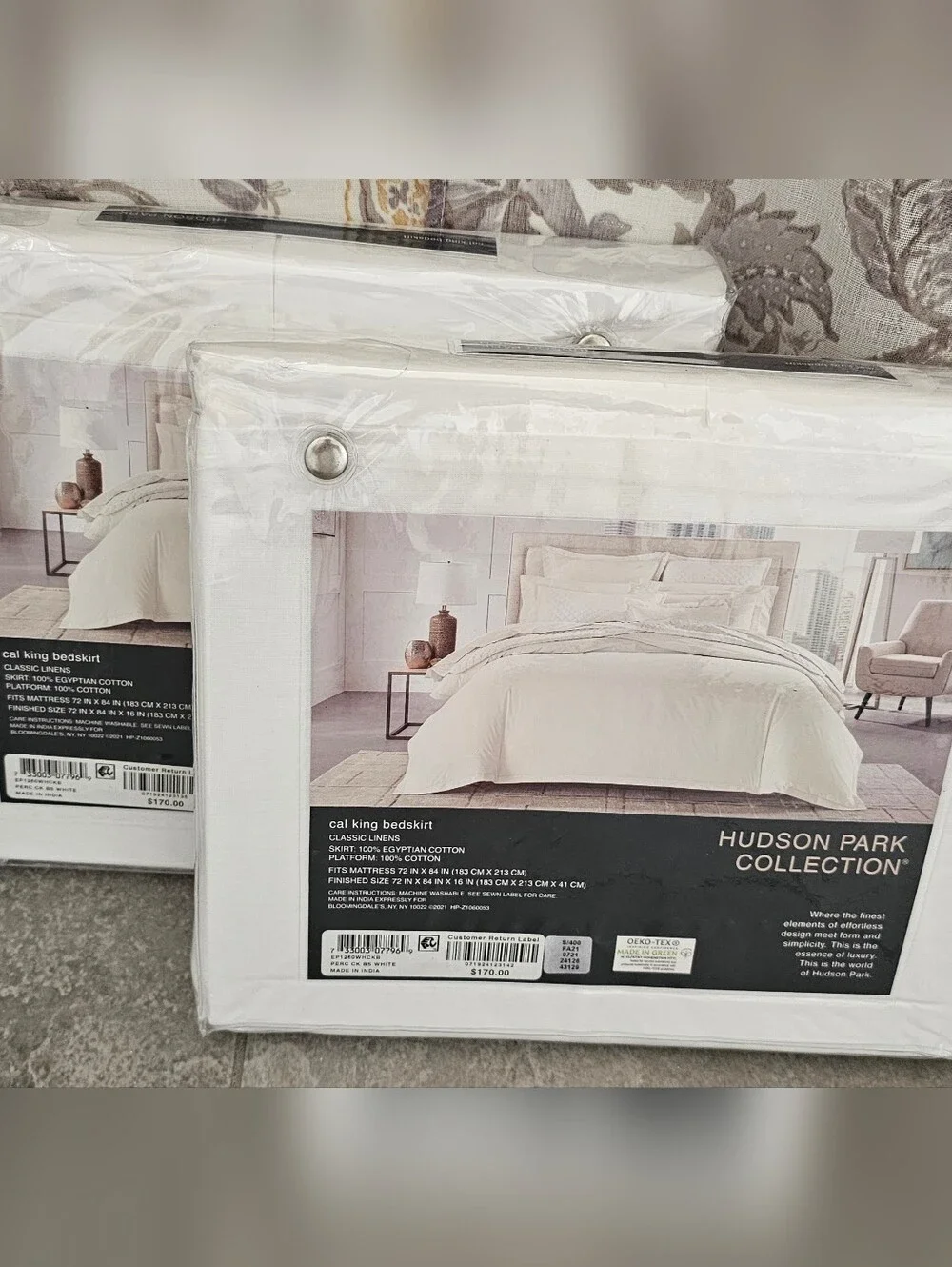 Hudson Park Collection Cal King Bedskirt x2 – Classic Linens, White (Bundle)Two